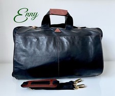 Enny Branded Italian Black Leather Trim Weekend Shoulder Bag 