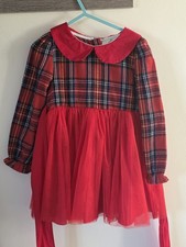 Girls Age 3 To 4 Tartan Red