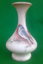 LOCKE & CO. (WORCESTER) BIRD IN SPRUCE VASE - SIGNED J. LEWIS.