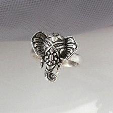 925 Sterling Silver Retro Elephant Adjustable Ring Womens Girls Gift Men