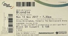 Blondie - Birmingham, UK (2017) Original Concert Ticket