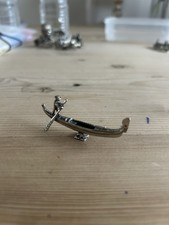Vintage Silver Miniature Italian Gondola With Man 800 Hallmarked