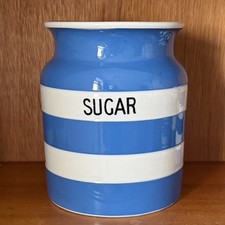 TG Green Cornishware 4.5lb Household 'SUGAR' Jar 4's - Gresley Potteries Shield