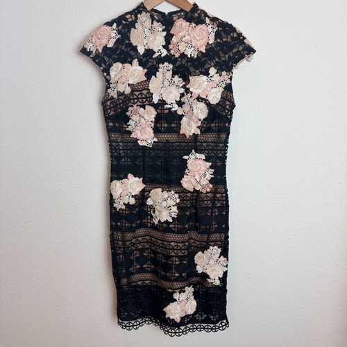 Jovani black lace floral - black,