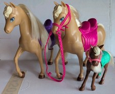 Lot of 3 Barbie Horses Tan