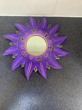 Small Hand Painted Purple Sunburst Wall Mirror