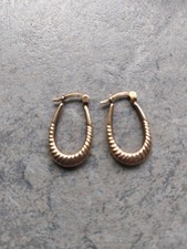 9ct gold Creole Earrings.  Hallmarked. Vgc