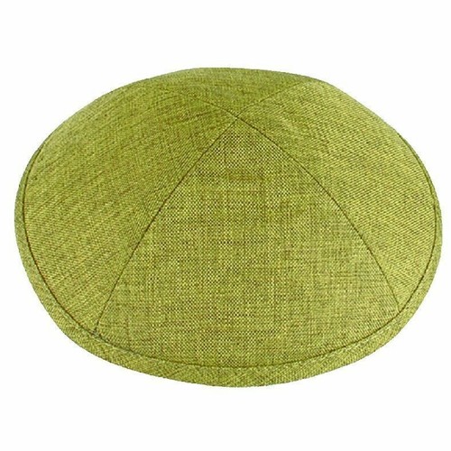 Linen kippah olive green - linen,