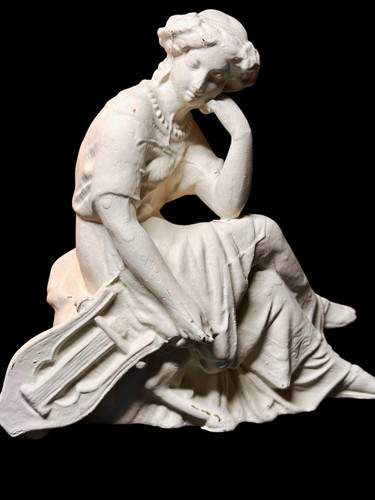 Antique spelter sappho clock - spelter,