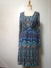 N and Willow draped front dress S-M multicoloured scarf print jersey