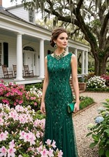 Emerald Green Sequin Leaf