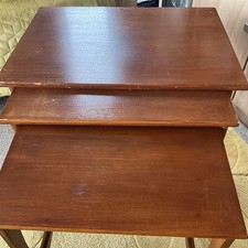 Vintage Teak Mid-century Nest of 3 Wooden Tables
