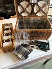 Wicker Picnic Hamper, Tartan