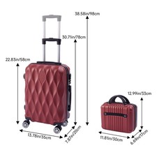 2Pcs ABS Hard Shell Suitcase