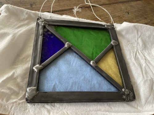 Glass plaque handmade square - plaque,