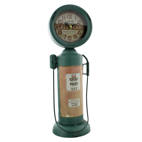 Blue metal retro petrol pump - metal,
