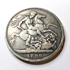 Great Britain Queen Victoria Veiled Head Silver Crown Coin 1899.