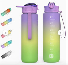 2 Motivational Fitness Sport Water Bottles with Straw  Time Maker,Random colours