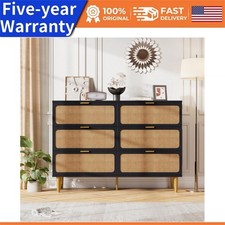 Rattan 6 Drawer Dresser for