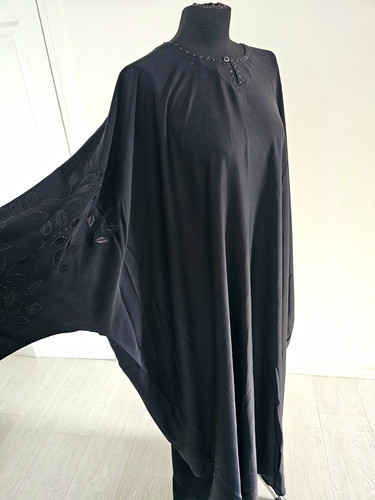 Womens black abaya kaftan - black,