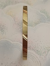 Monet Bracelet Vintage Gold Tone Diamond Cut Slim Bangle 20cm