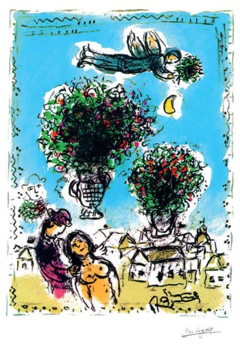 Chagall bouquets au - au, ciel