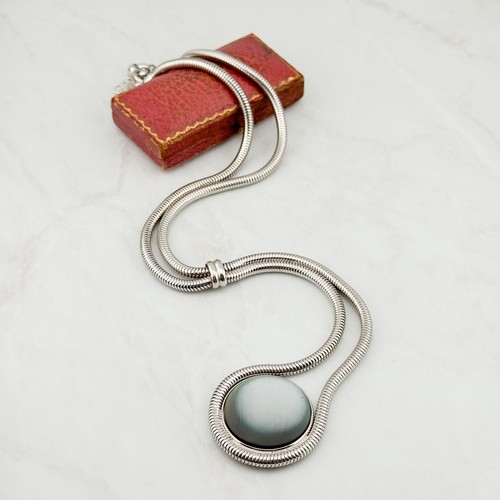 Silver tone snake chain lariat - snake,
