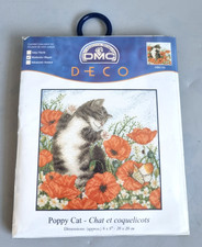 Dmc deco poppy cat crosstitch - deco,