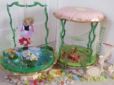 2 x Flower Fairies Playsets - Fairyland Home & Secret Garden (Hornby 1984)+ Doll