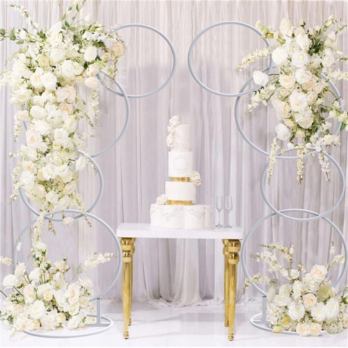 2pcs white hoop pillar flower - white,