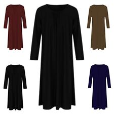 Girls PLAIN ABAYA Kids School Maxi Long Sleeve Dress Holiday Jilbab Islamic Robe
