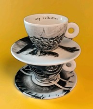 Illy Art Collection 1999 Darryl Pottorf Bus Stops 2 Cappuccino Cups & Saucers
