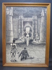 Art Deco Egyptian Pen & Ink