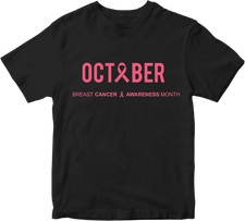 Breast Cancer T-shirt Awareness Month October Public Awareness Female Ladies 