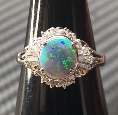 Pt900 black opal - black, ring