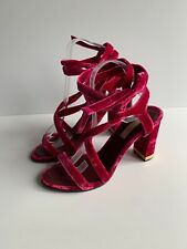 Nina Ricci strappy sandals shoes UK 7 EU 40 VGC dark pink velvet tie heels