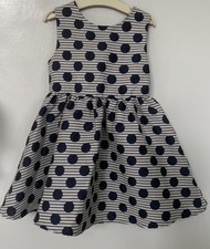 Beautiful New Girls Primark Navy Spotty Party Dress Age 3-4 Years
