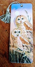 3D Tawny Owls ? HOWARD ROBINSON Lenticular Bookmark EXCELLENT CONDITION! C41 