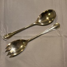 Pair Antique Sterling Silver Salad Servers By Atkin Brothers Sheffield