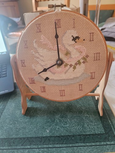Handmade cross stitch clock - stitch,