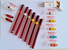 JOB LOT OF 6 ROTRING ISOGRAPH DRAWING PENS AND NIBS