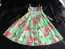 *SWEET MILLIE* Green Floral Strappy Long  Dress Diamante Flower Detail Age 10