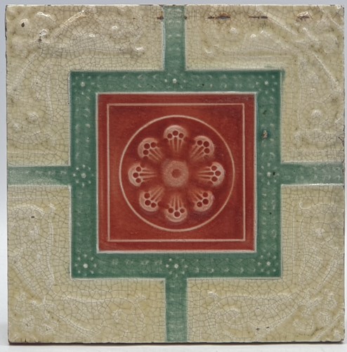 Antique fireplace tile moulded - tile,