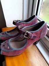 FootGlove Marks & Spencers 1920s flapper red blue heels peep toe suede shoes 6