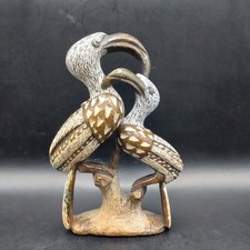 Hornbill Pair Hand-Carved Stone Shona Africa Sculpture Birds Unity Folk H16cm