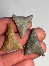 Lot of 3 Fine Native American flint Triangle arrowheads from Hardin Co. OH