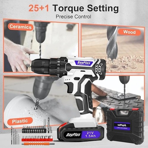 Cordless drill set 21v - set, 1.5ah