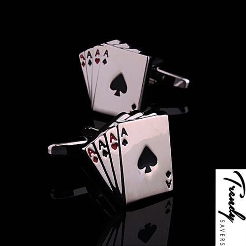 Mens silver plated poker cards - mens,