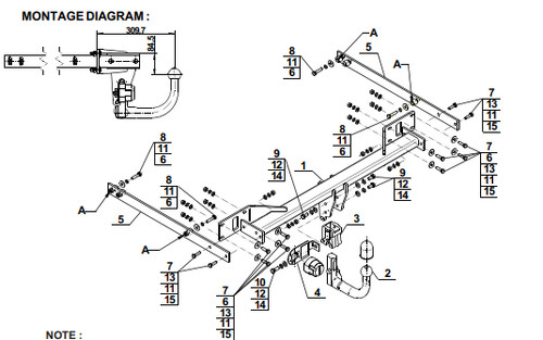 Detachable tow bar for - tow,