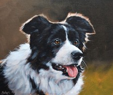 Wonderful John Silver Original Oil Painting Of A Border Collie Dog